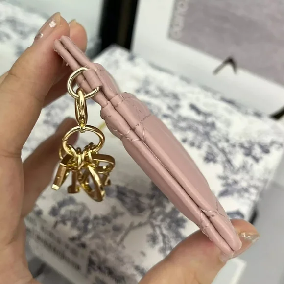 Dior Caro Freesia Card Pink Supple Cannage Calfskin